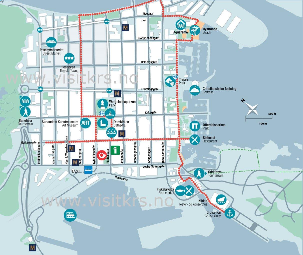 kristiansand tourist map